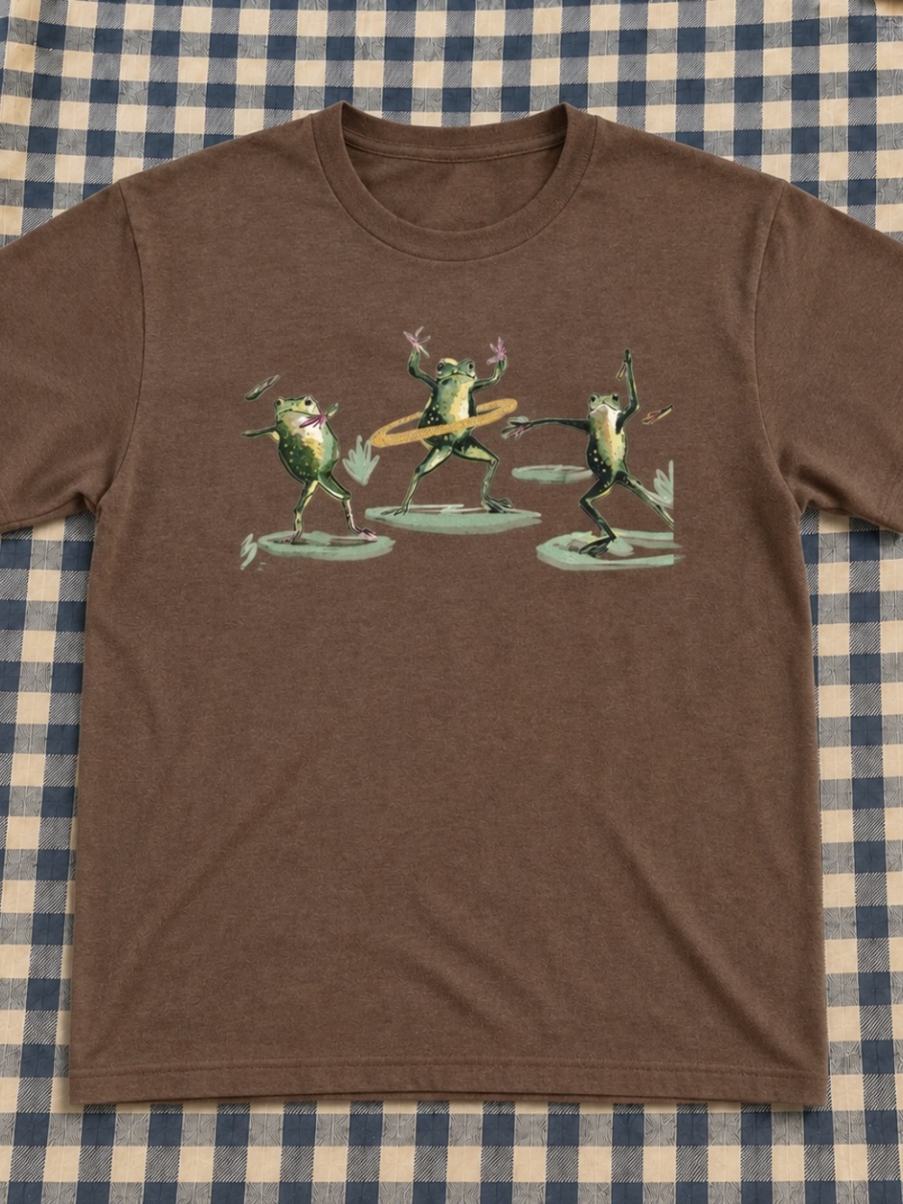 Dark Choco Tee with Dancing Frog Graphic